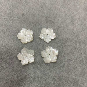 White Mother of Pearl Shell Carving Flower Beans for Jewelry Making Size 20mm