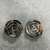 Black Mother of Pearl Shell Carving Flower Rose for Jewelry Making Size 30mm