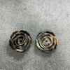 Black Mother of Pearl Shell Carving Flower Rose for Jewelry Making Size 30mm