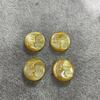 Mother of Pearl Shell Yellow Black Embossment Moon Carving for Jewelry Making Size 20mm