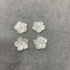 White Mother of Pearl Shell Carving Flower Beans for Jewelry Making Size 20mm