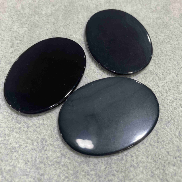 Black onyx agate oval shell shape plain cabochon jewelry parts for pendant for rings