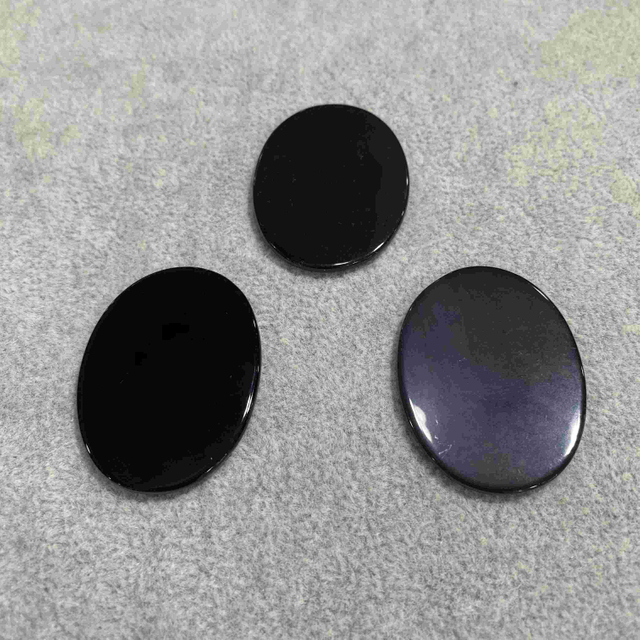 Black onyx agate oval shell shape plain cabochon jewelry parts for pendant for rings