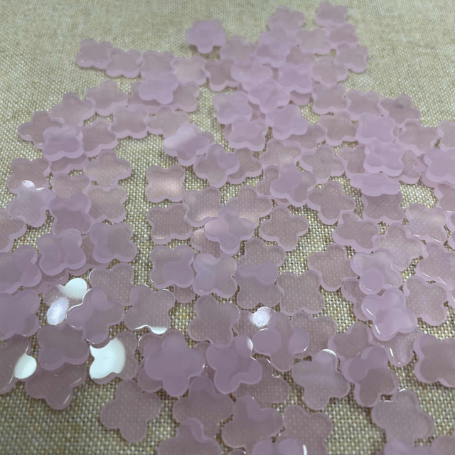 pink opal stone clover shape cutting for jewelry making pink color earring using plain design for pendant silver design
