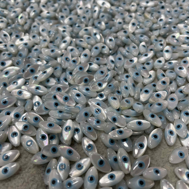 Natural Mother of pearl evil eyes design 5*10 marquise shape jewelry design making necklace inlay design eyes style 