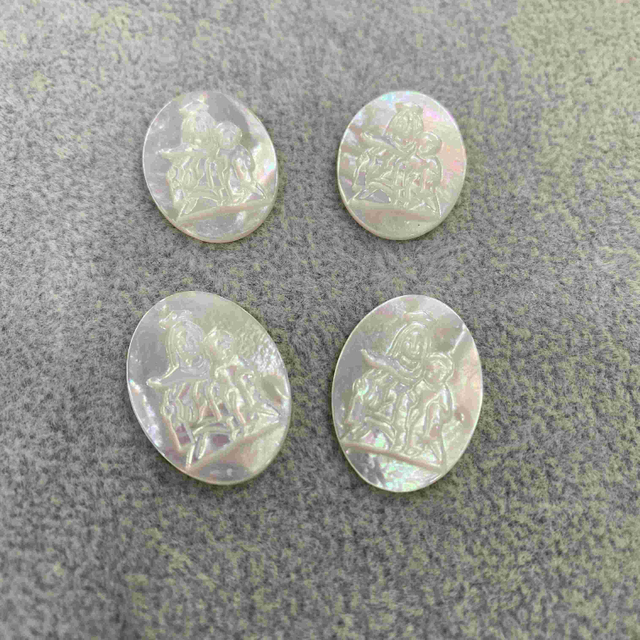 Mother of pearl Maria carving image picture Carmo Oval white shell for pendant jewelry making Nacar 