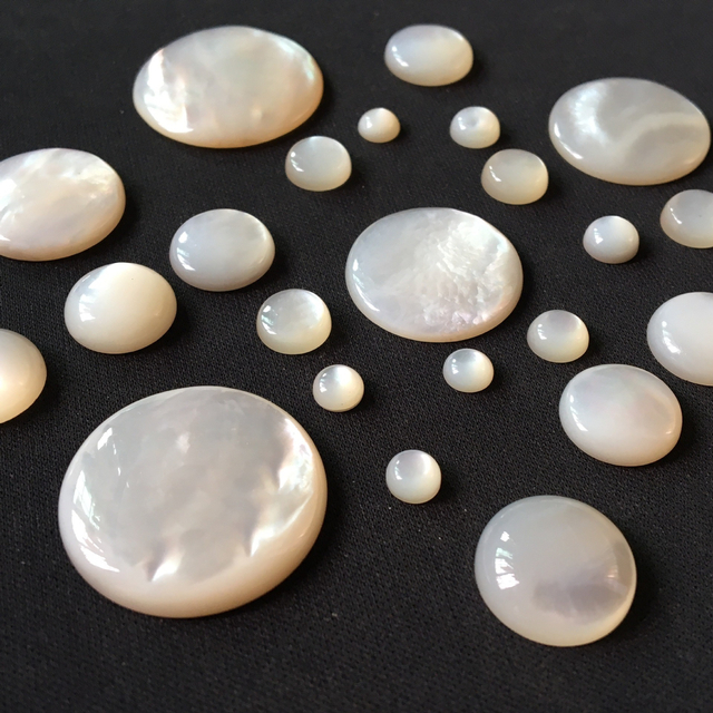 Natural Mother of pearl rings cabochon design white shell big size for pendant inlay making round shape cutting parts for earring