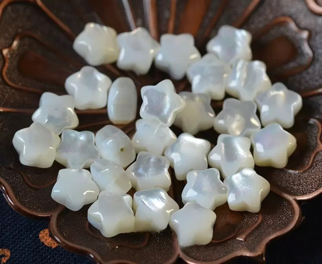 Natural Mother of pearl carving star shape double face small beans for bracelet making bombe design chain using jewelry 