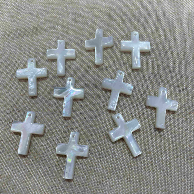 Natural Mother of pearl carving cross shape big size for jewelry making white shell pendant cabochon