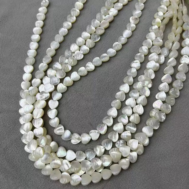 Natural Mother of pearl heart necklace for chain double side cutting small heart parts jewelry making DIY little beans bracelet