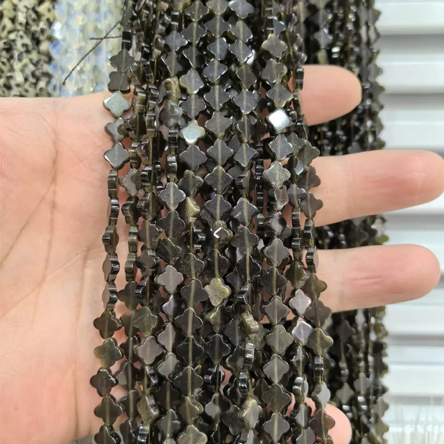 clover desgin rose stone opal for necklace making color stone small beands for DIY using lapis stone malachite flower shape