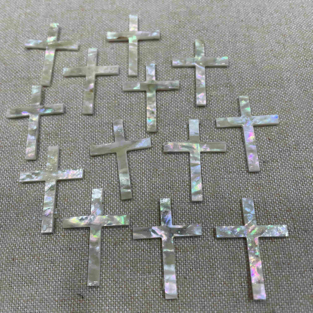 Natural Mother of pearl cross shape cutting big size cross pendant white shell for jewelry design making sliver inlay design flat face 