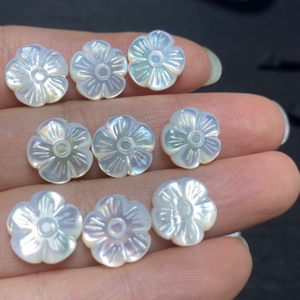 Natural Mother of pearl flower beans cutting white shell double side flowers for necklace making design small size flowers