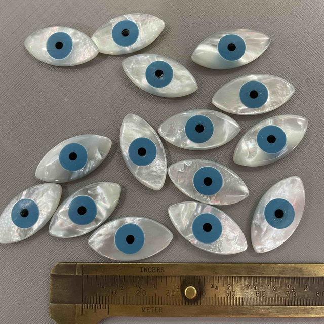 Natural Mother of pearl evil eyes big size for pendant making necklace making design mariquesa shape cutting cabochon design