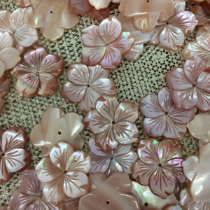 Natural Mother of pearl flower carving earring design pink shell cutting for pendant cabochon jewelry making design pink beads
