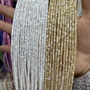 Natural Mother of pearl colorful necklace for lady jewelry bracelet making design small beans shell chain design round shape