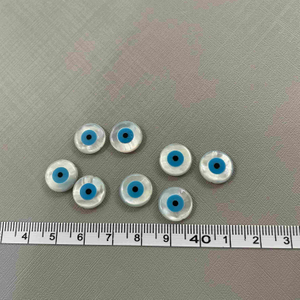 Natural Mother of pearl round shape cutting cabochon design evil eyes small things for chain making jewelry DIY inlay design 