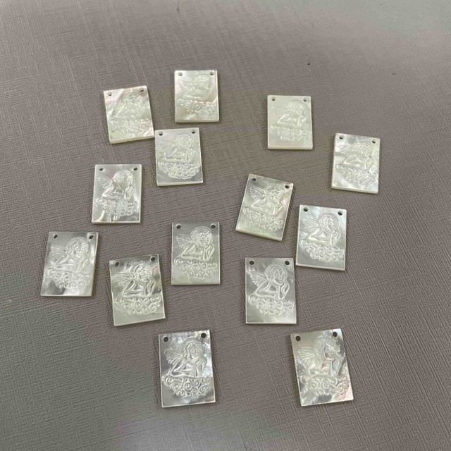 Natural Mother of pearl square shape angle design guadalupe white shell virgin pendant jewelry desing making for necklace cabochon