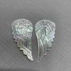 Natural Mother of pearl wing cutting jewelry pendant design big size feather shape face carving for DIY making white shell wings