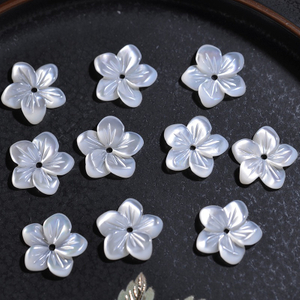 Natural Mother of pearl flower carving white shell for earring design cabochon cutting small beans parts pendant natrue stone 