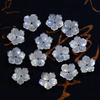 Natural Mother of pearl flower shape stereoscopic carving yellow color for earrings design white color cabochon design face cutting