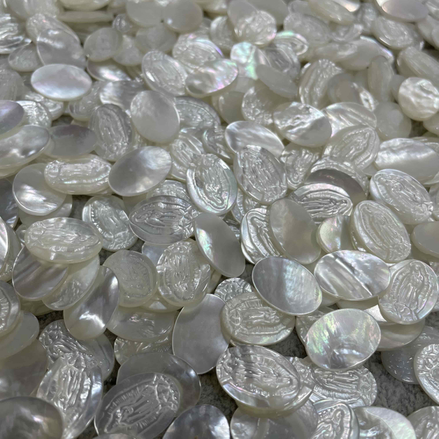 Natural Mother of pearl Guadalupe cutting jewelry design virgin maria icon carving pendant design inlay making bracelet 