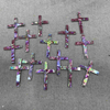 Natural Mother of pearl pink cross cutting shape cross pendant design for jewelry inlay style pink shell plain face carving