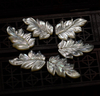 Natural Mother of pearl leaf shape carving big size pendant white shell cutting design handmakd style yellow leaf carving