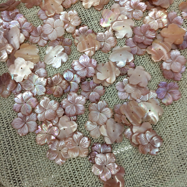 Natural Mother of pearl flower carving earring design pink shell cutting for pendant cabochon jewelry making design pink beads