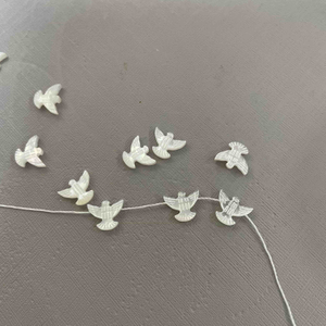 Natural Mother of pearl bird cutting shape chain design making dove jewelry parts necklace making white shell face carving 