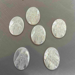 Natural Mother of pearl oval shape maria design pendant making necklace big size icons making embossment cabochon cutting
