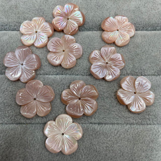 pink mop flower carving mother of pearl 20mm earring design hand make flower see shell