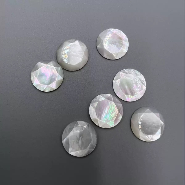 Natural Mother of pearl round shape cutting cabochon rings design face cutting for jewelry inlay design making plain shape 