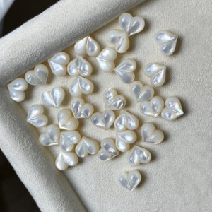 Natural Mother of pearl heart shape cabochon cutting bombe face pendant design making white shell necklace design jewelry