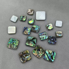 Natural Mother of pearl abalone shell plain face design square for rings making design pendant necklace parts colorfull shell