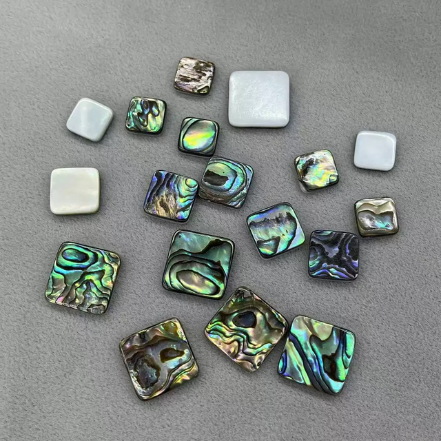 Natural Mother of pearl abalone shell plain face design square for rings making design pendant necklace parts colorfull shell