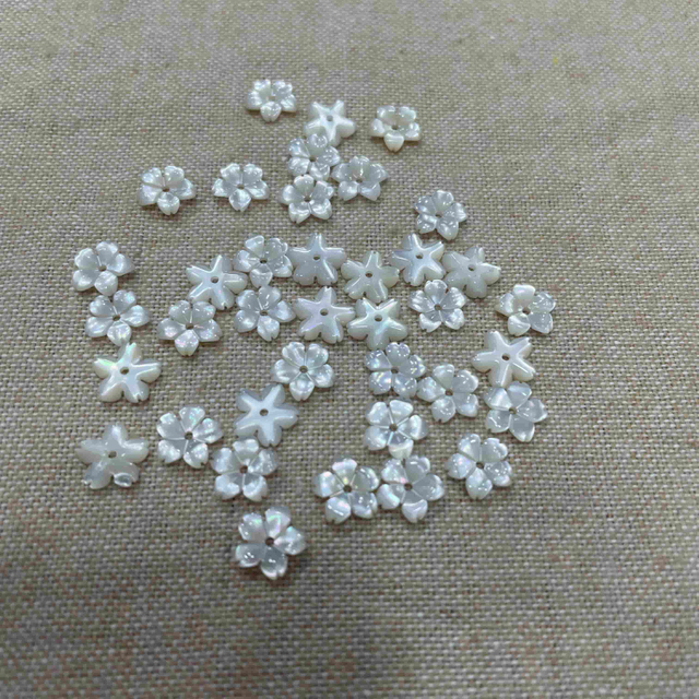 Natural Mother of pearl carving flower shape jewelry earring white flower cutting oriental cherry handmake carving