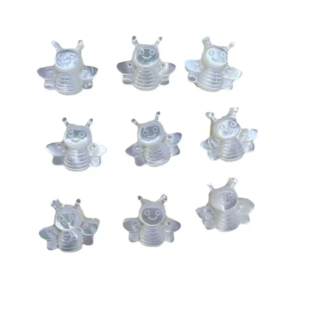 Natural Mother of pearl bee shape cutting jewelry making little beans animal chain bracelet white shell carving 