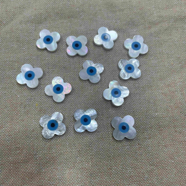 Natural Mother of pearl evil eyes cutting plain design for jewelry making clover eyes carving inlay mold