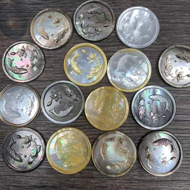 Natural Mother of pearl round shape cameo design cutting jewelry icons animal design pendant black shell image mother of pearl