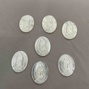 Natural Mother of pearl guadalupe image cutting oval shape pendant icons jesus inlay jewelry making white shell maria design