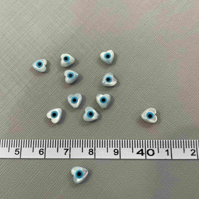 Natural Mother of pearl heart shape evil eyes small things for necklace making jewelry DIY chain little beads heart cutting shape