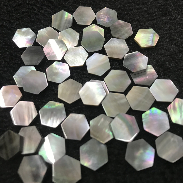 Natural Mother of pearl hexagon shape cutting white shell plain face for jewelry pendant making rings design cabochon shape