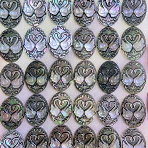 Natural Mother of pearl cabochon black shell embossment design icons pendant making animal design image jewelry inlay using
