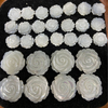 Natural Mother of pearl rose flower earring making white flower for pendant cabochon jewelry design parts necklace DIY carving 