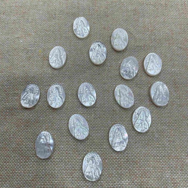 mother of pearl small size Guadalupe image Virgin Maria design little things for jewelry making parts embossment oval