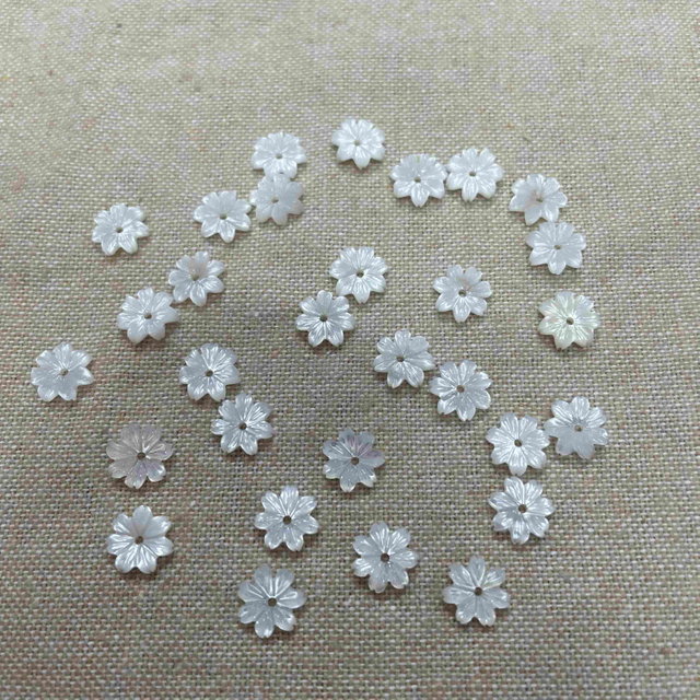 Natural Mother of pearl carving flower shape jewelry making handmake white flower earring DIY little beans