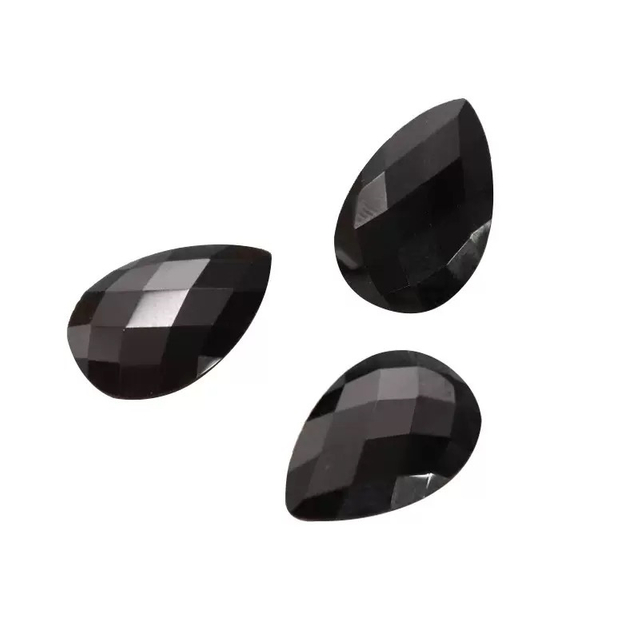 Black onxy agate drop shape cutting cabochon jewelry inlay design making cutting face black color parts rings cabochon