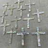 Natural Mother of pearl cross shape cutting big size cross pendant white shell for jewelry design making sliver inlay design flat face 