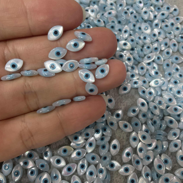 Natural Mother of pearl evil eyes marquize shape for jewelry making bracelet design using 5*8mm small beands parts 